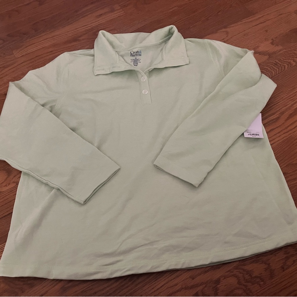 NWT Croft & Barrow Mint Green Polo Sweatshirt